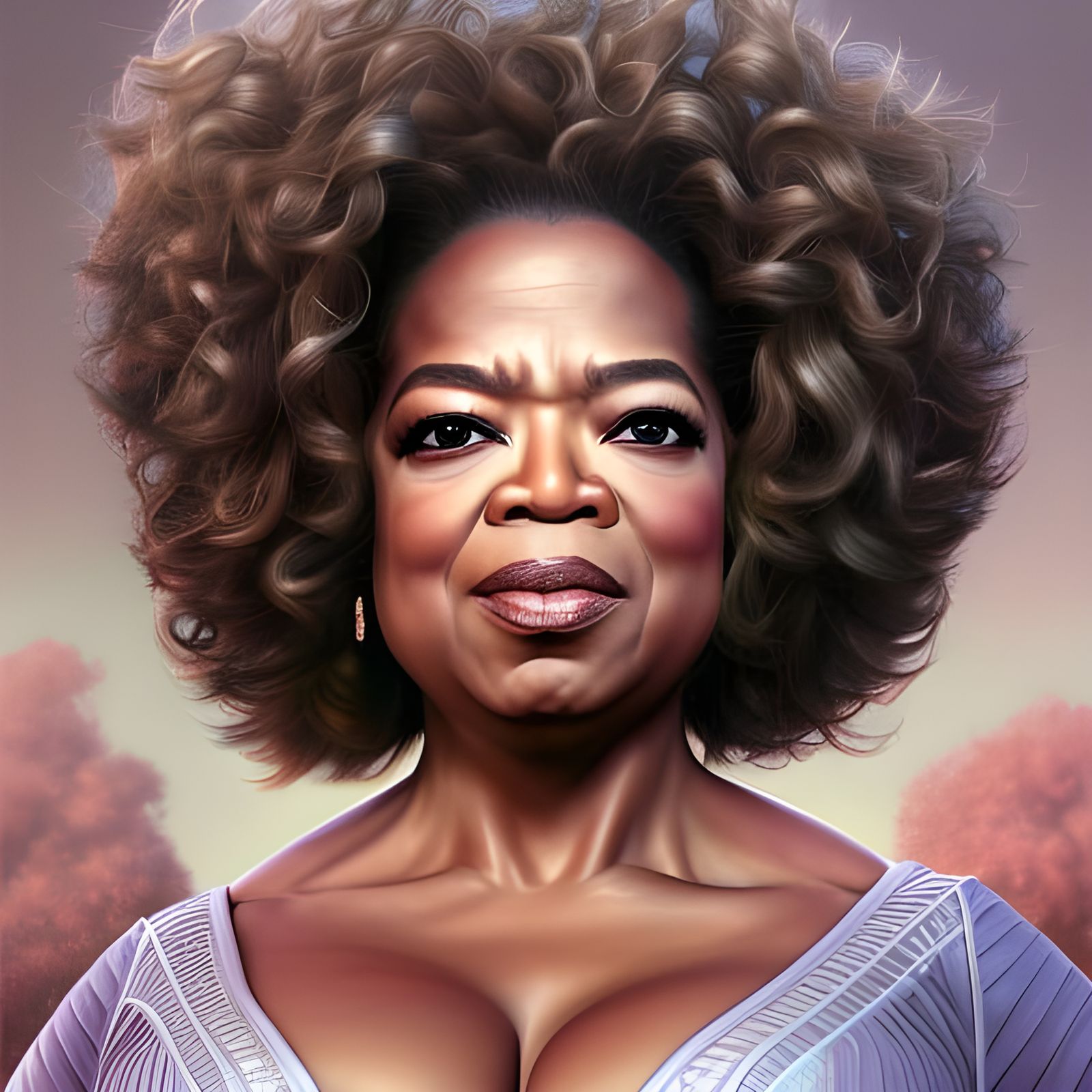 Oprah Surrounded by Okra: Hyperrealistic Close-up