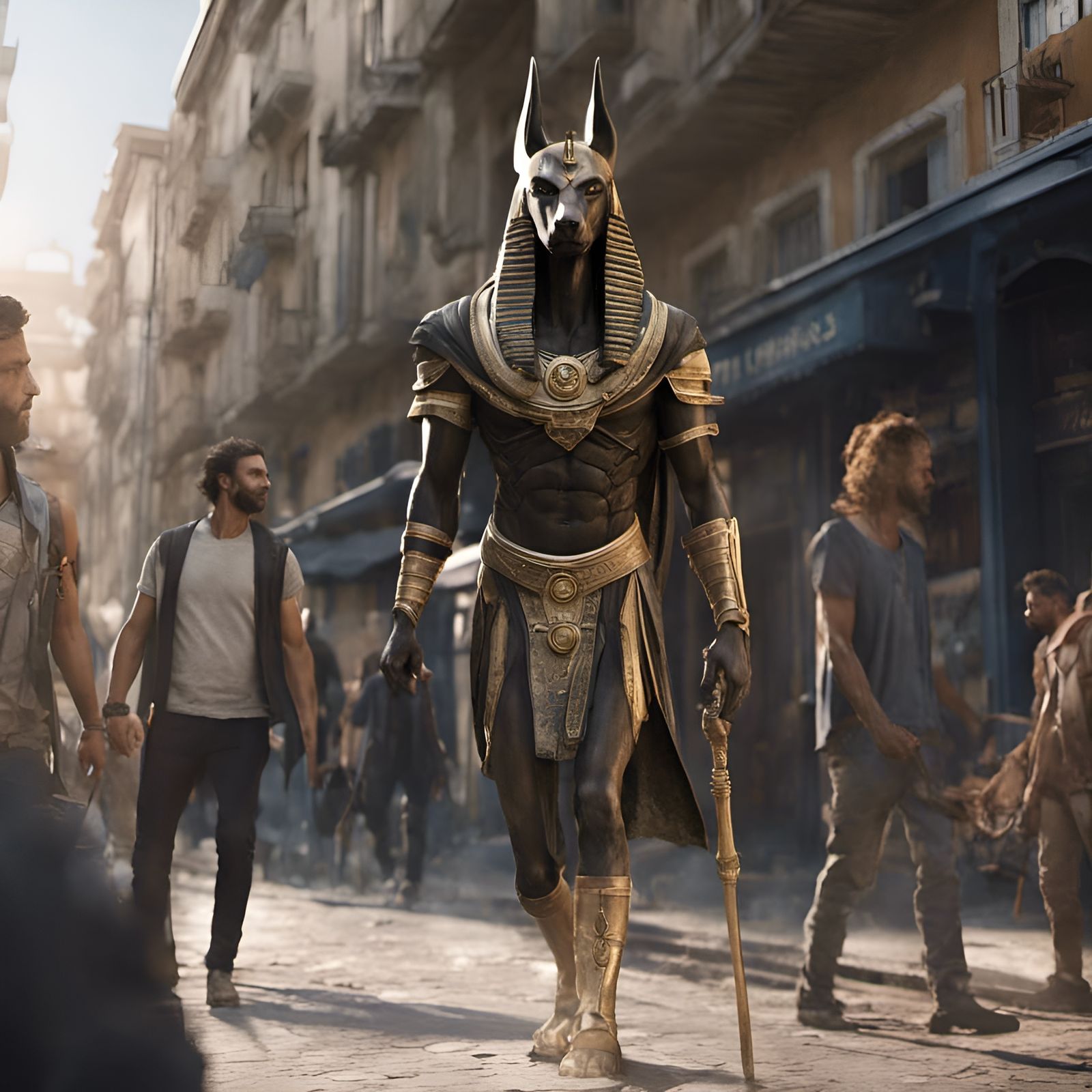 Anubis in Kynopolis: Ultra-Photorealistic Cinematic Scene