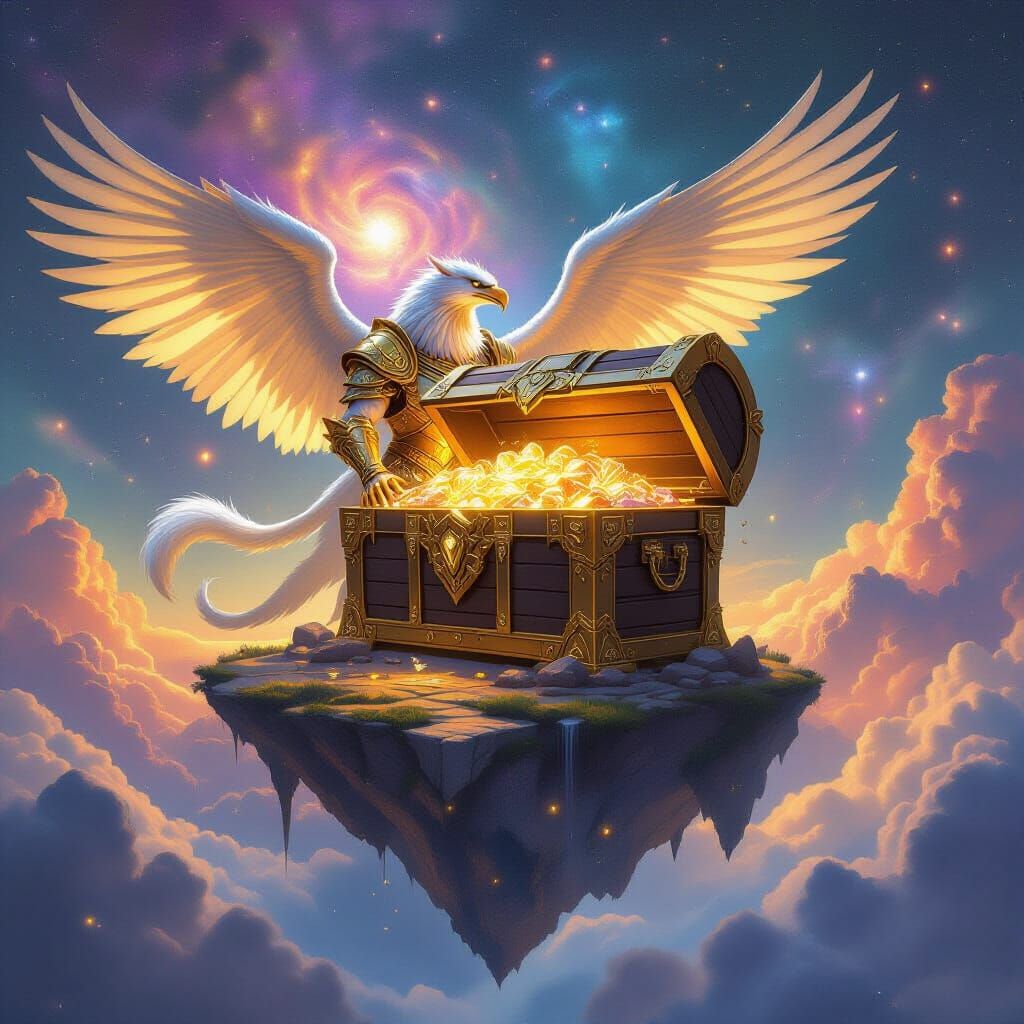 Armored Griffin Guarding Celestial Treasure Chest