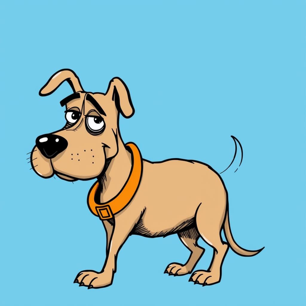 Cartoon Dog in Al Hirschfeld Style