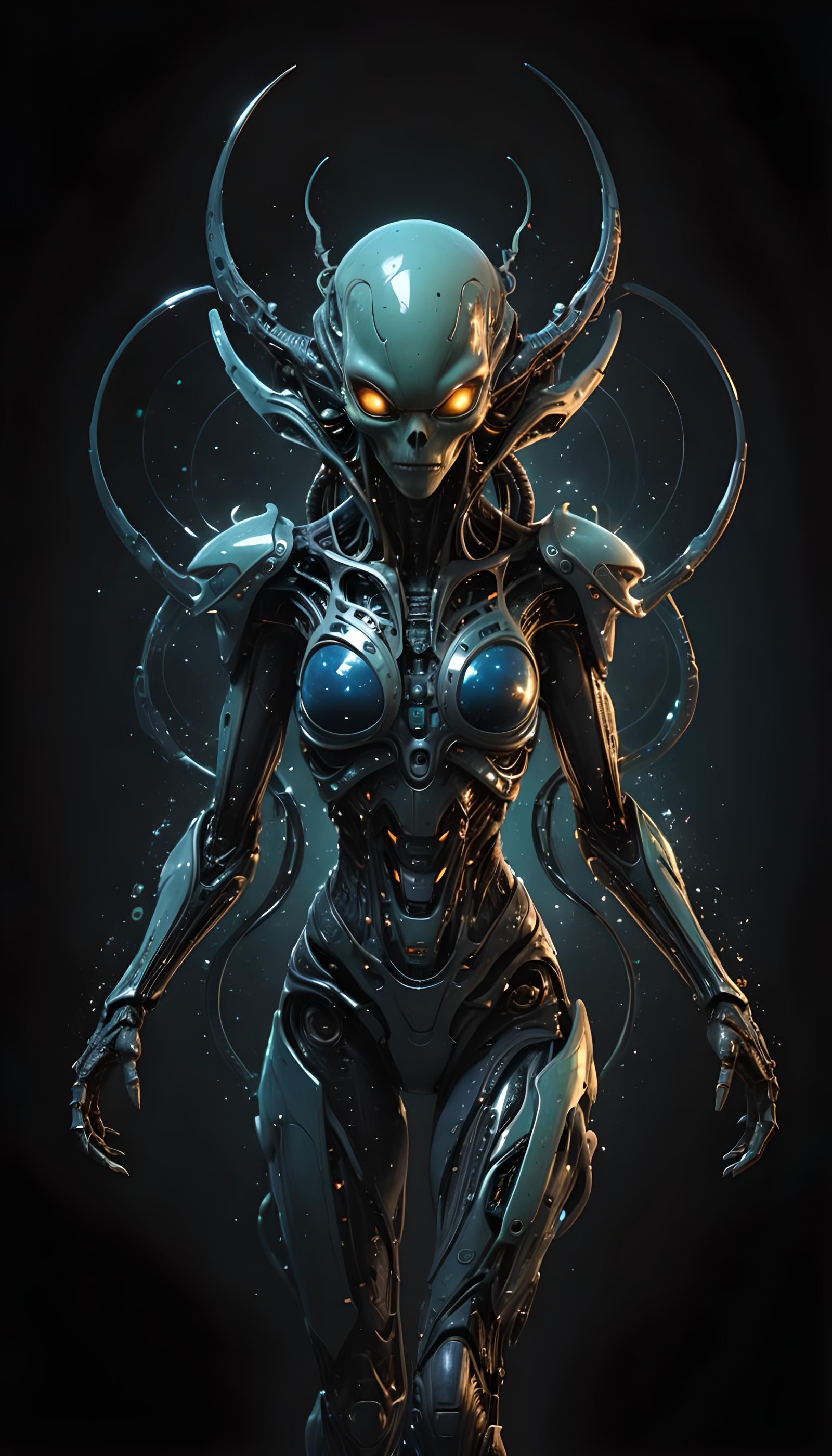Detailed Alien Female Portrait in Dark Fantasy Style