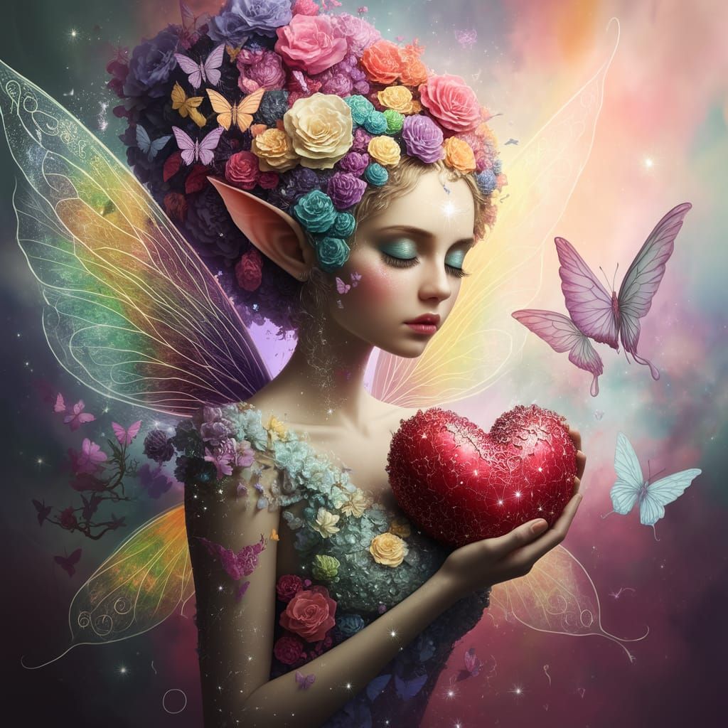 Surreal Fairy Portrait in Whimsical, Dreamlike Style