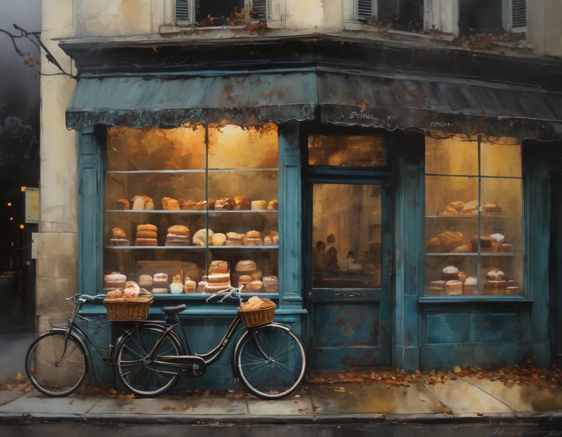 Foggy French Bakery at Dawn
