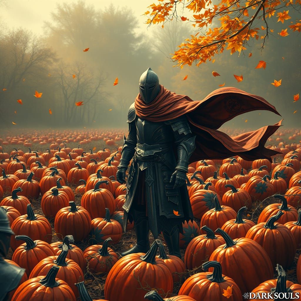 Dark Souls Knight in Crimson Pumpkin Patch