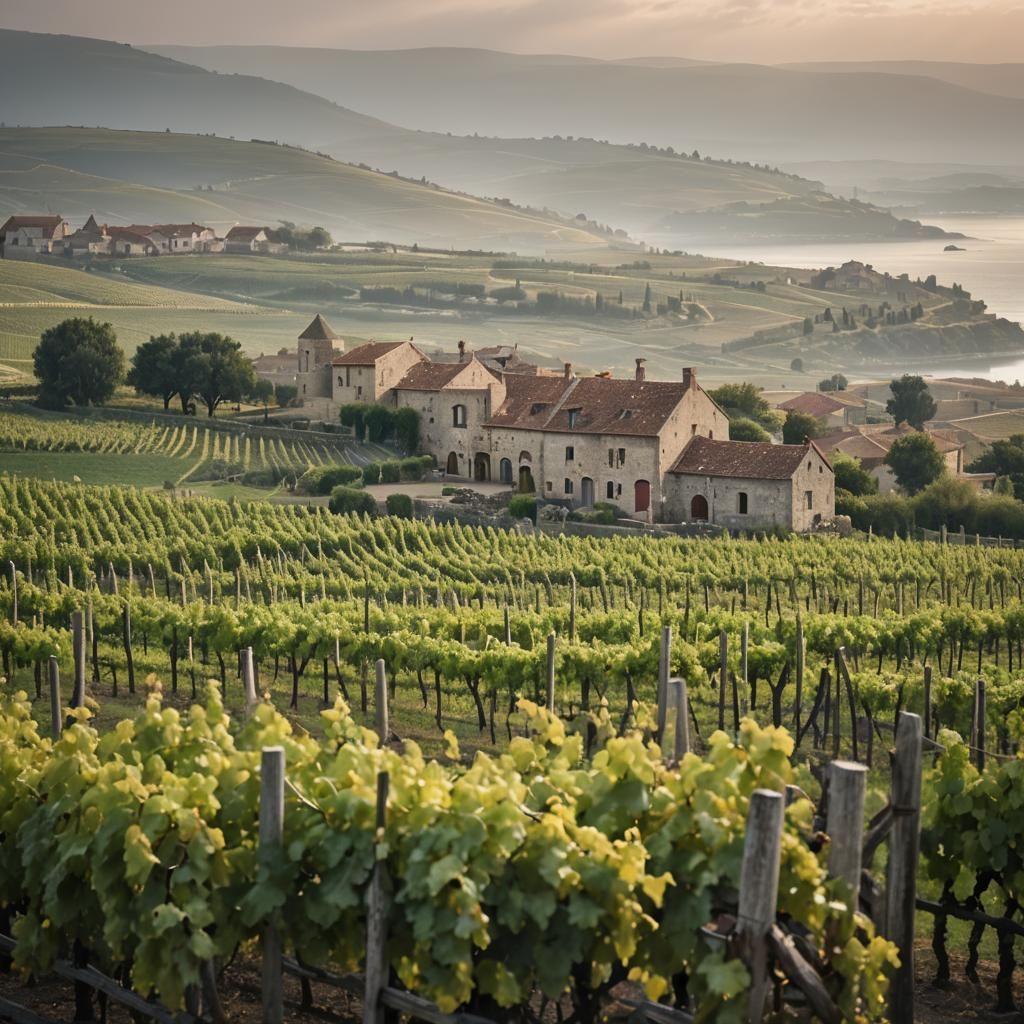 Mistral-Battered Hamlet Under Grey Sky: Landscape Photograph...