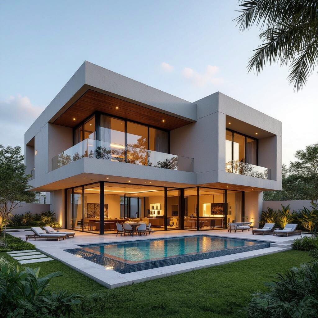 Luxury Modern Home Architectural Plan 3D Render