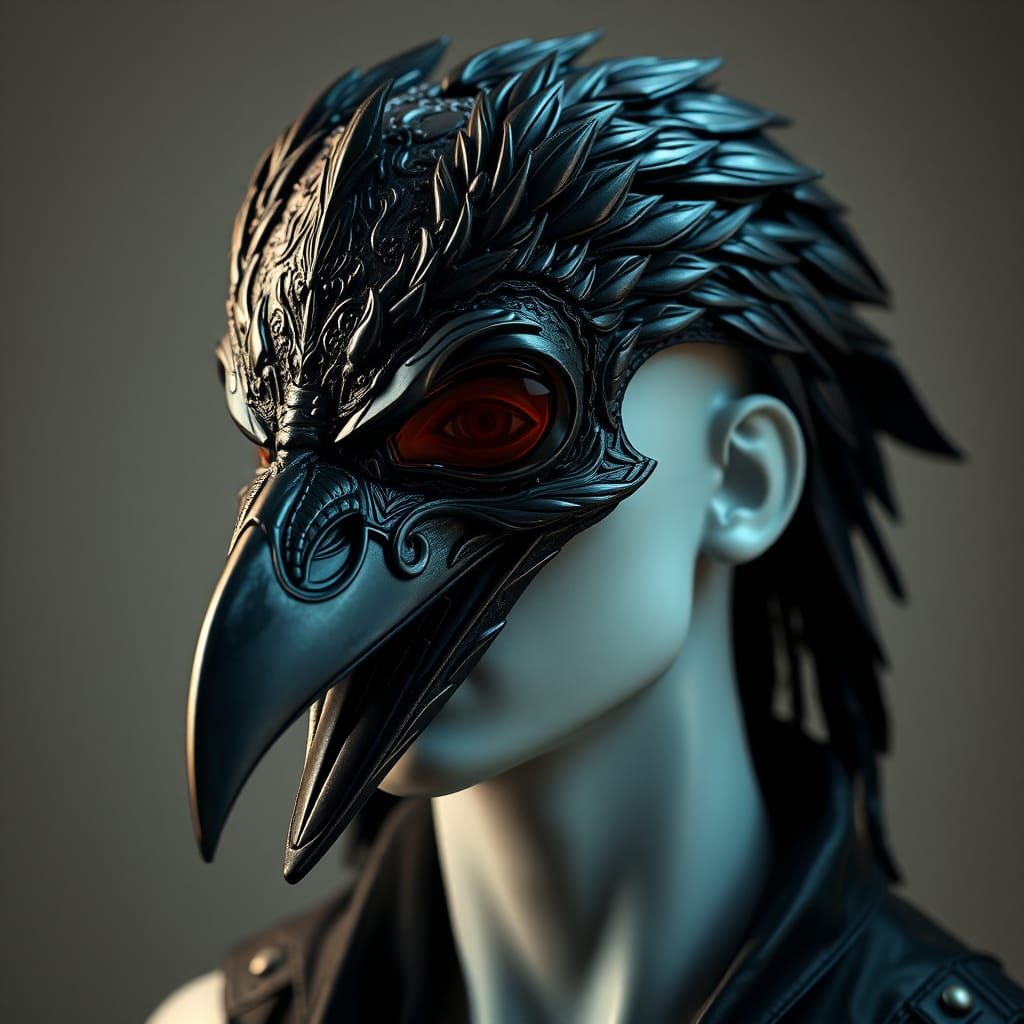 Intricate Raven Mask Portrait in Hyperdetailed Style