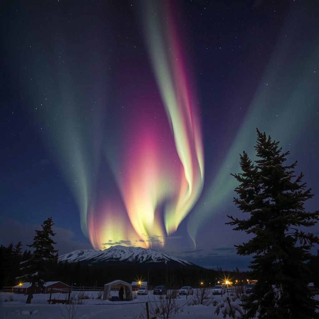 Colorful Aurora Borealis Abstract Image