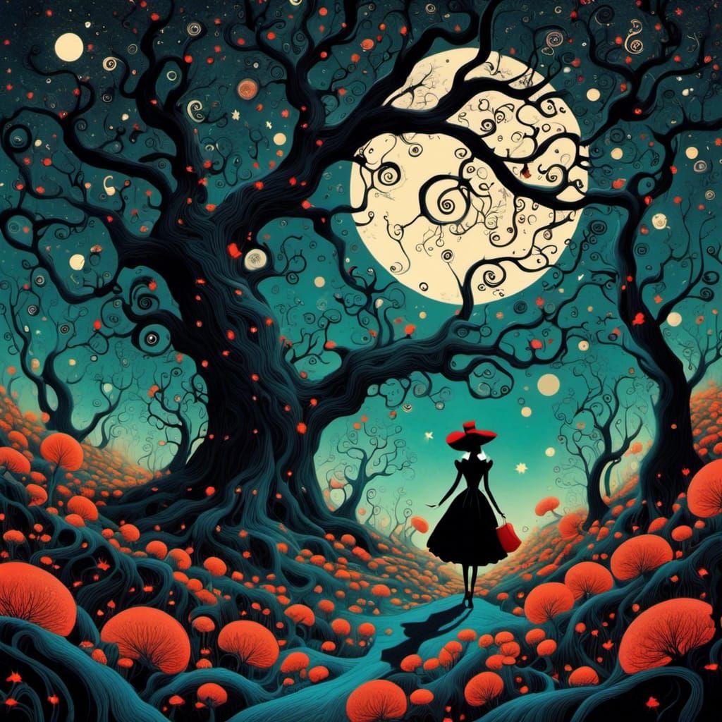 Gothic Alice in Wonderland Collage Art