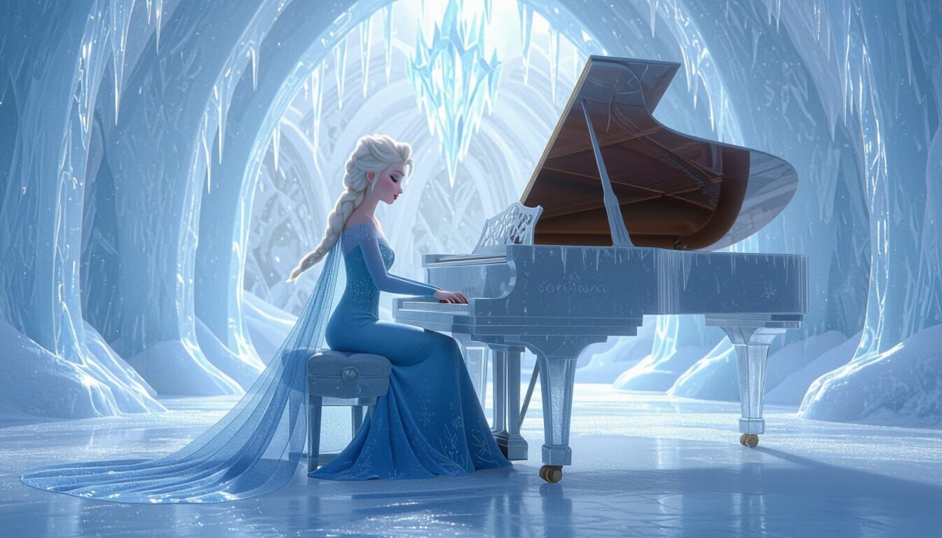 Elsa Plays Piano in Ice Palace