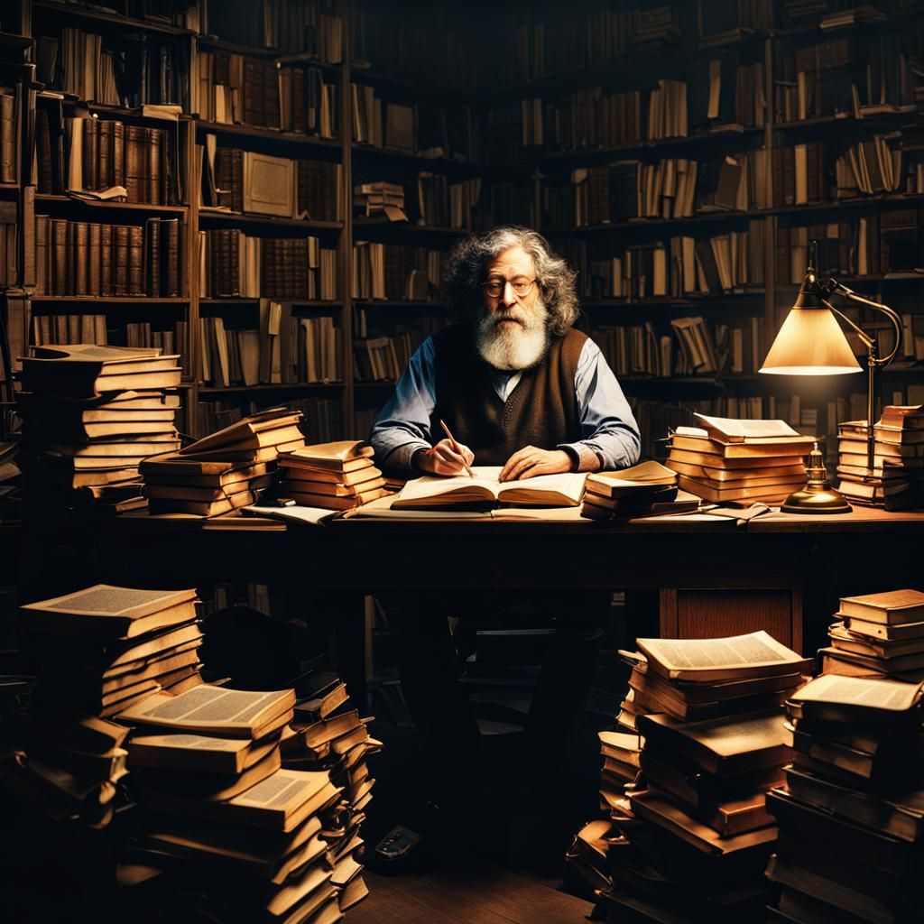 Hyperrealistic Portrait of Robert Sapolsky in Moody Study