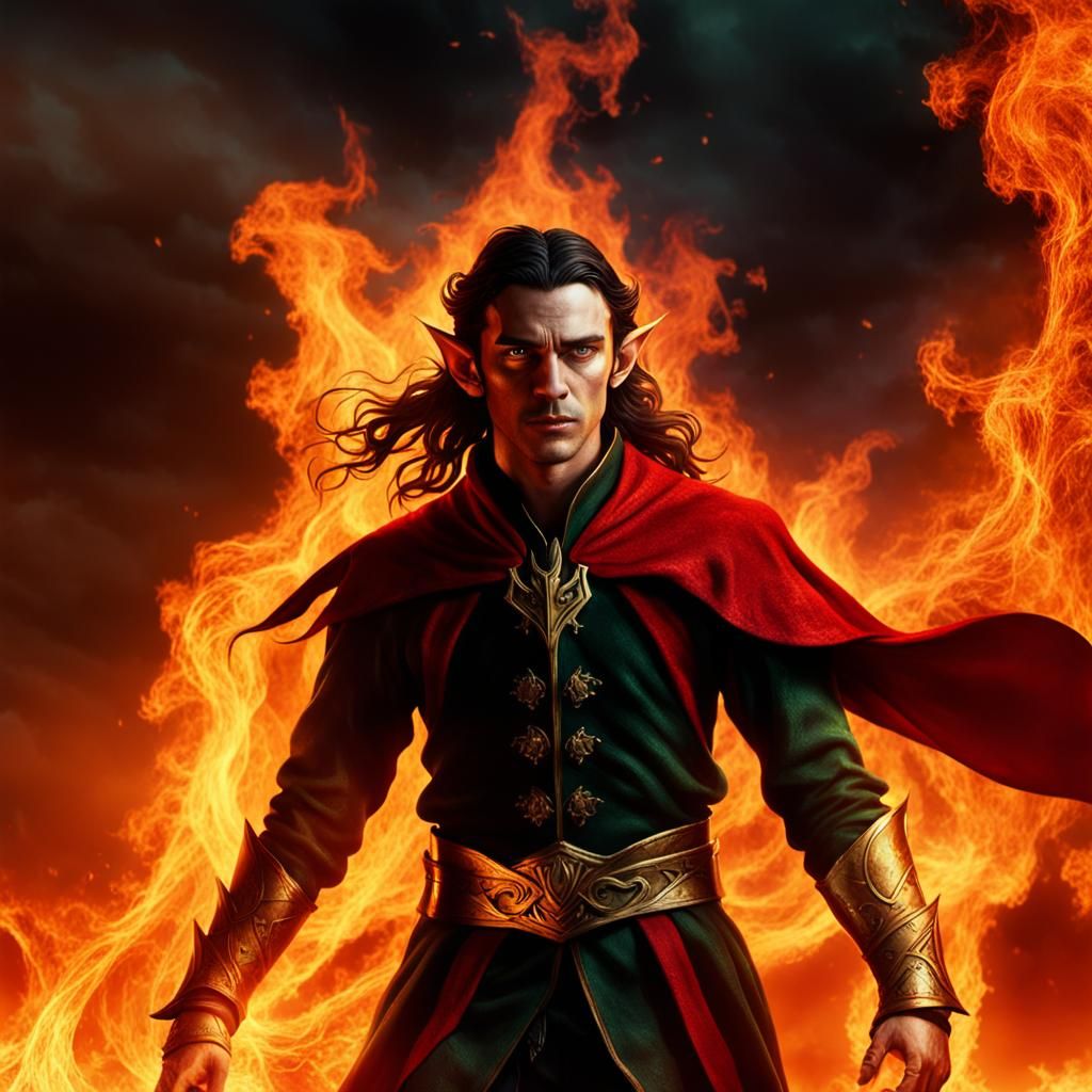 Elf in Inferno: Photorealistic Cinematic Portrait