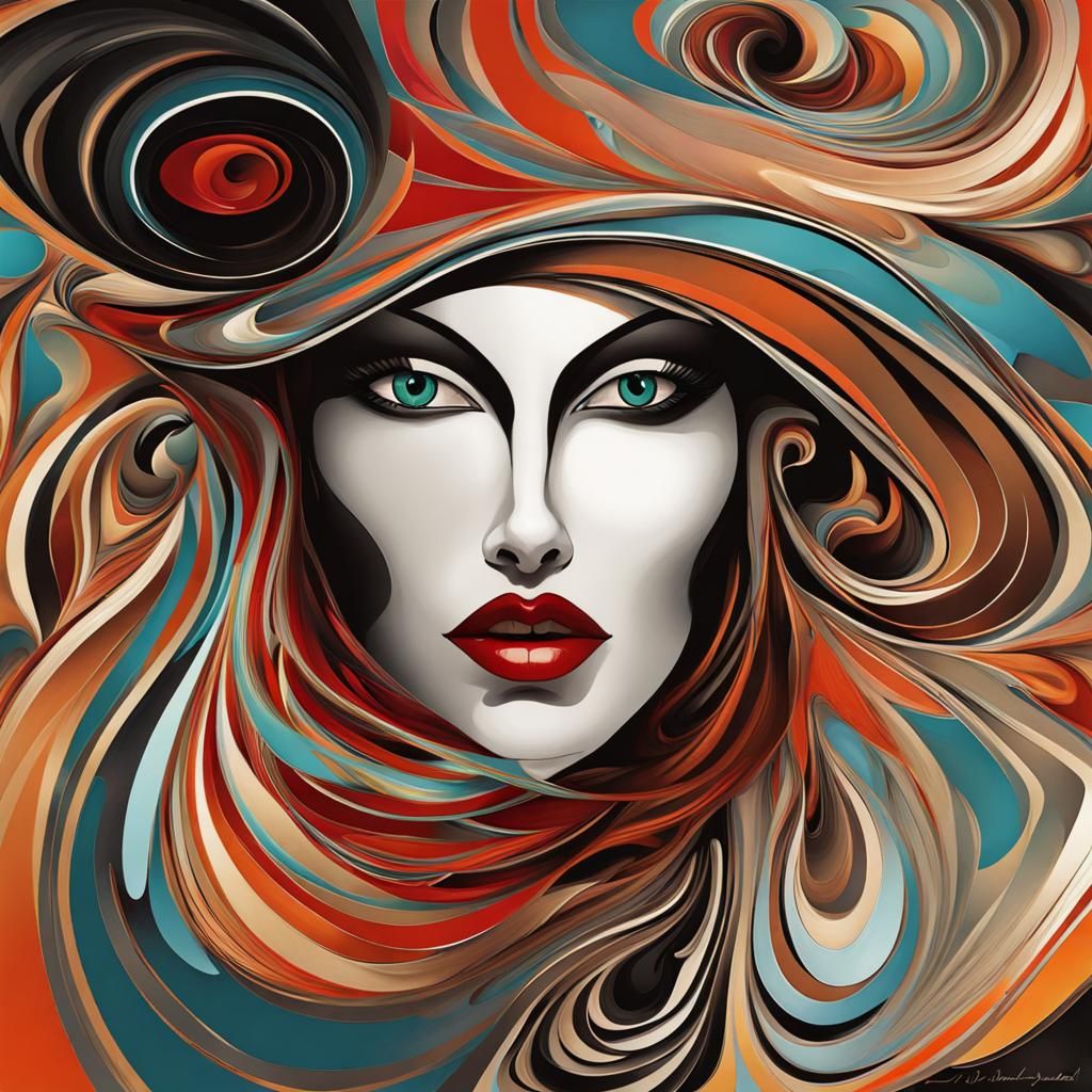 Abstract Art: Madam Vortex in Complementary Colors