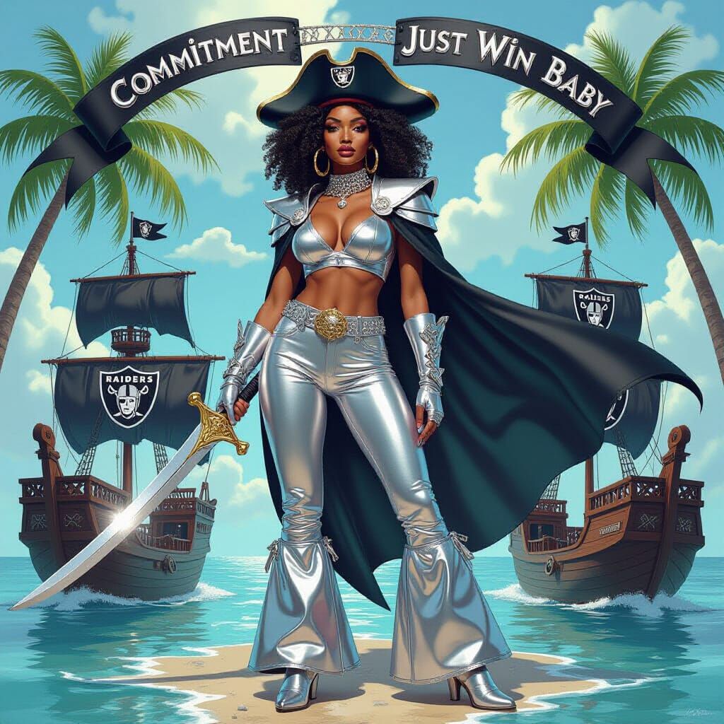 Raiders Fan in Silver Pirate Outfit