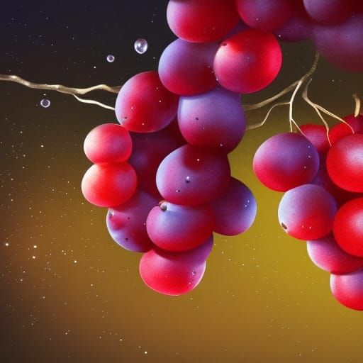 Red Grapes Dripping with Water Droplets