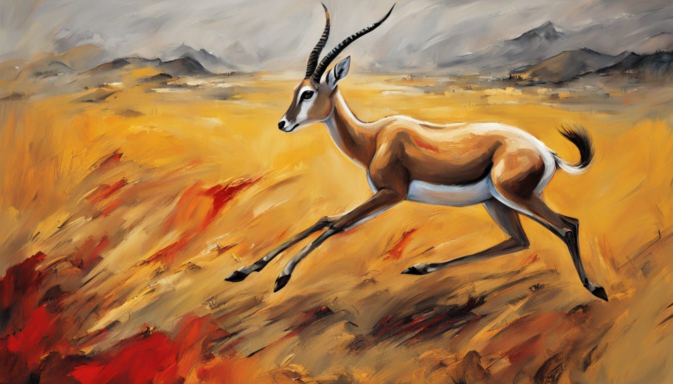 Majestic Gazelle in Expressive Autumn Landscape