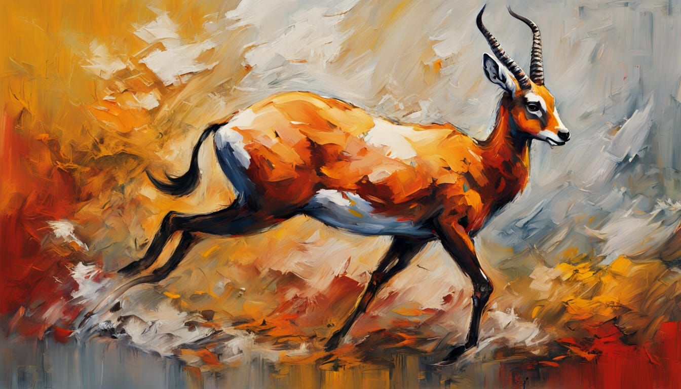 Vibrant Savannah Gazelle in Expressive Oil