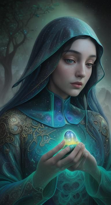 Blue Buddha Over Tree in Surrealist Muslim Art