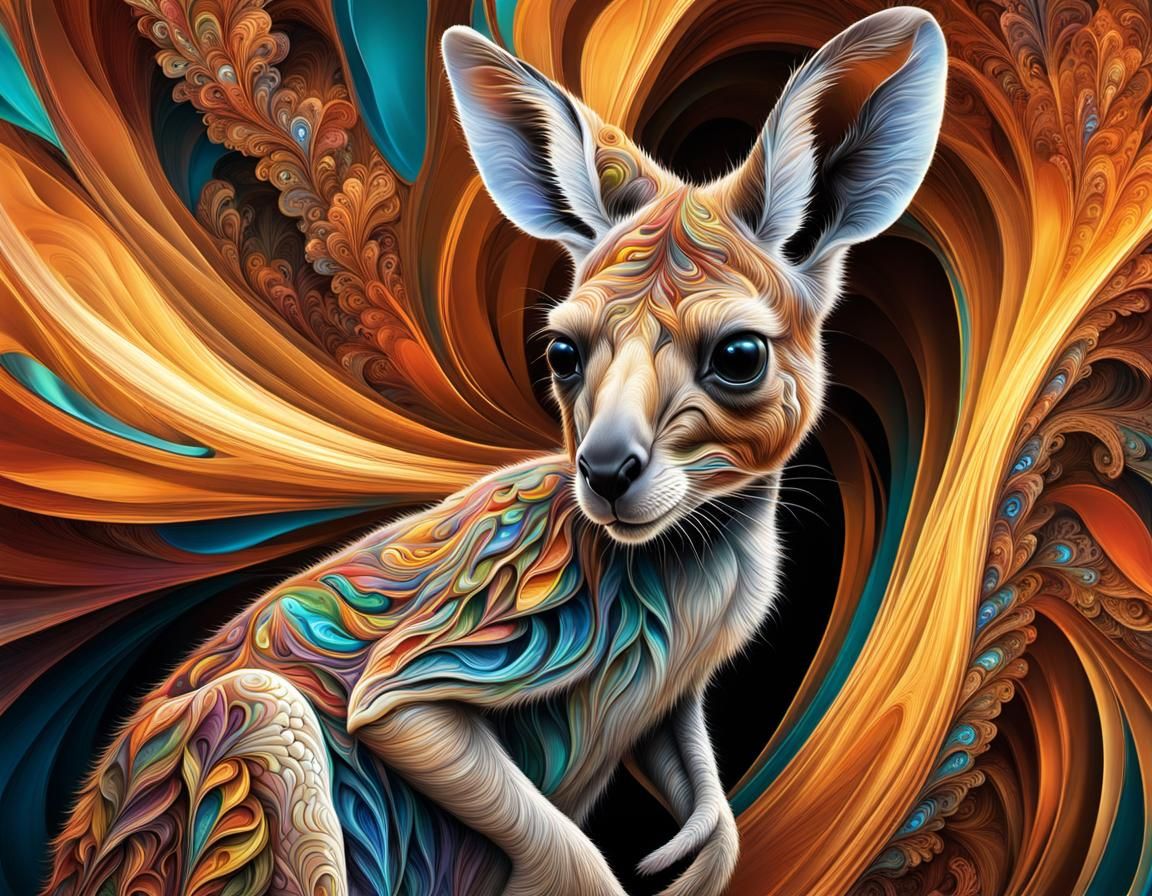 Kangaroo and Joey in Zentangle Style