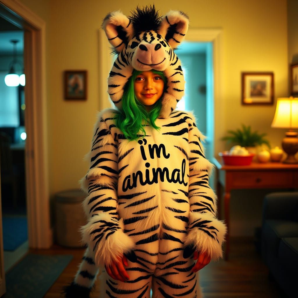 Vibrant Teenager Embodies Zebra Spirit in Fluffy Fursuit