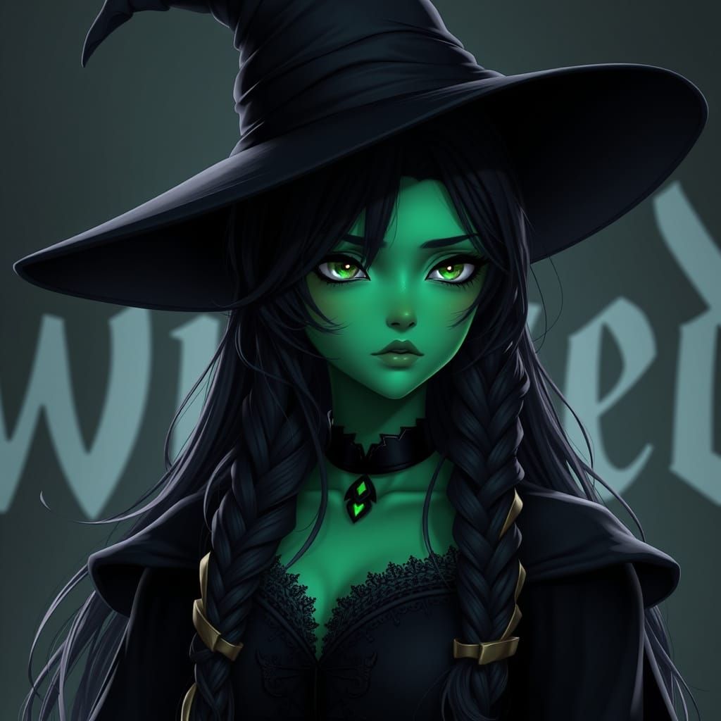 Emerald Witch Girl with Dark Dramatic Style