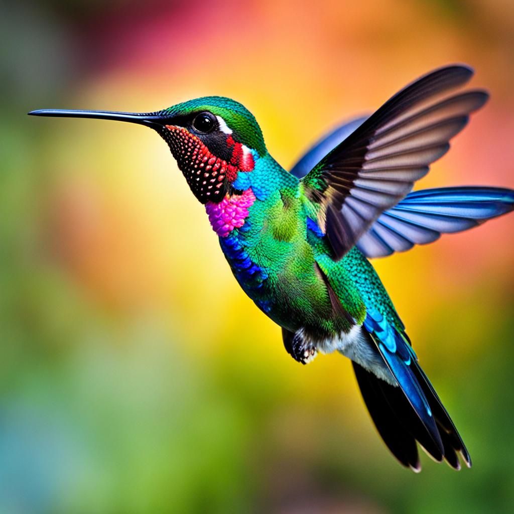Iridescent Hummingbird Plumage in Vivid Colour