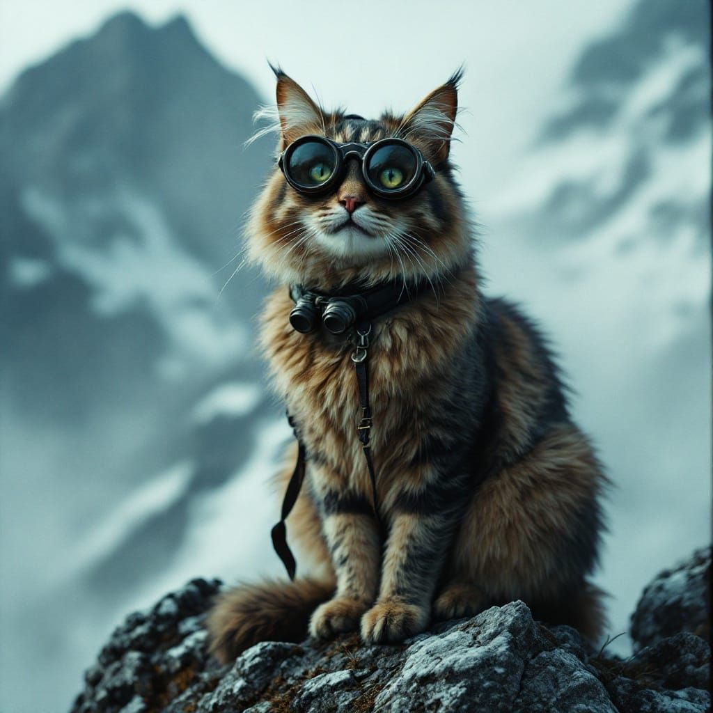 Regal Feline Surveyor in Cinematic Majestic Style
