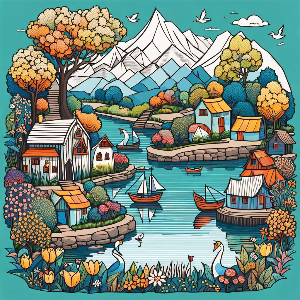 Enchanting Waterland Wonderland with Cobbled Pathways