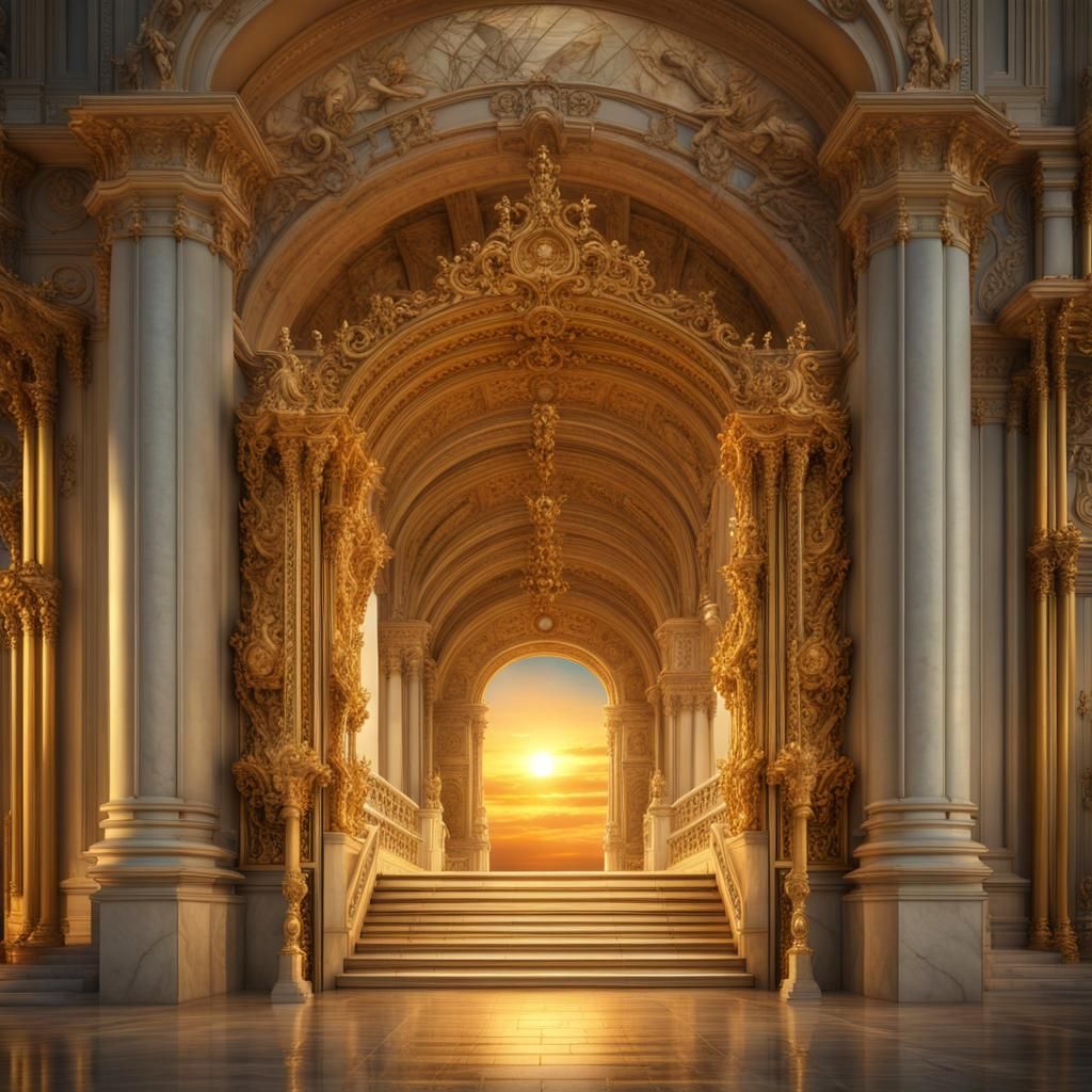 Catholic Heaven's Golden Gate with Angels