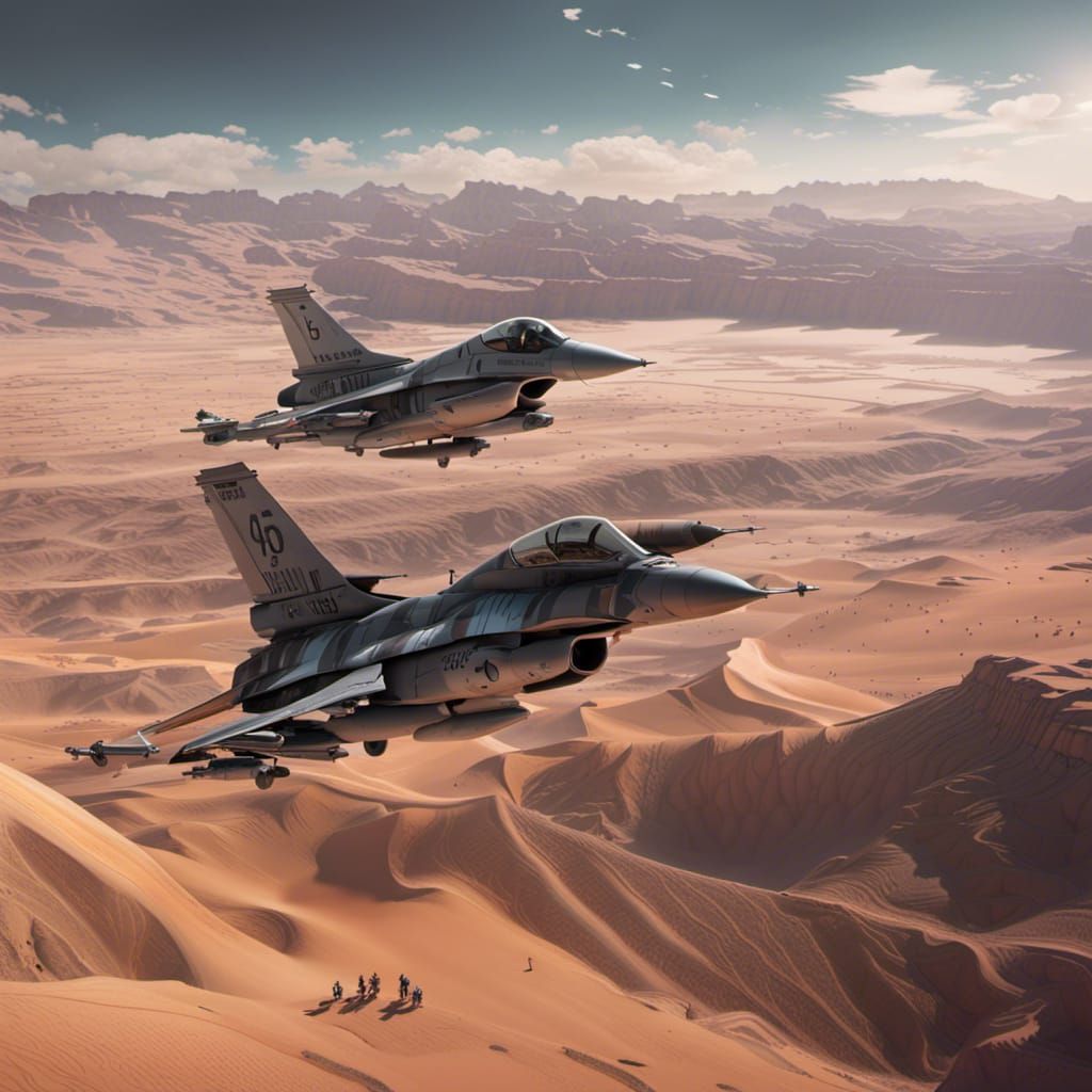 F16 Flying Low: Detailed Matte Painting