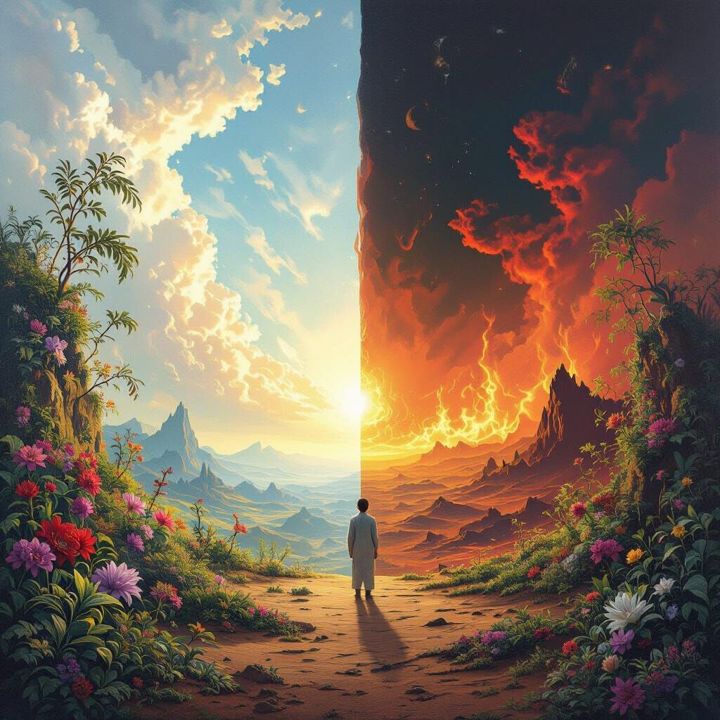 Humanity Between Heaven and Hell: Surrealist Landscape