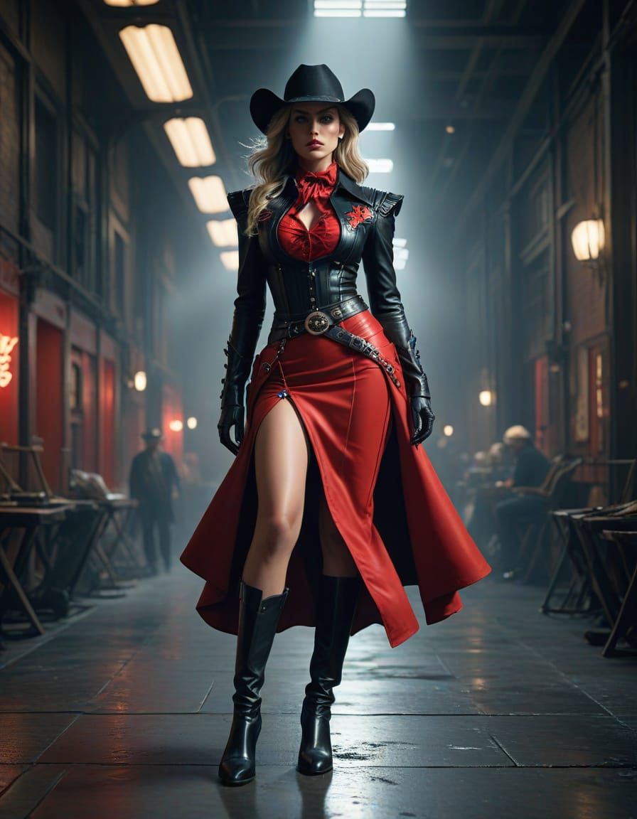 Avant Garde Cowgirl Supermodel on Runway