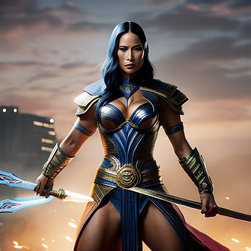 Kitana Mortal Kombat Portrait in Comic Book Art