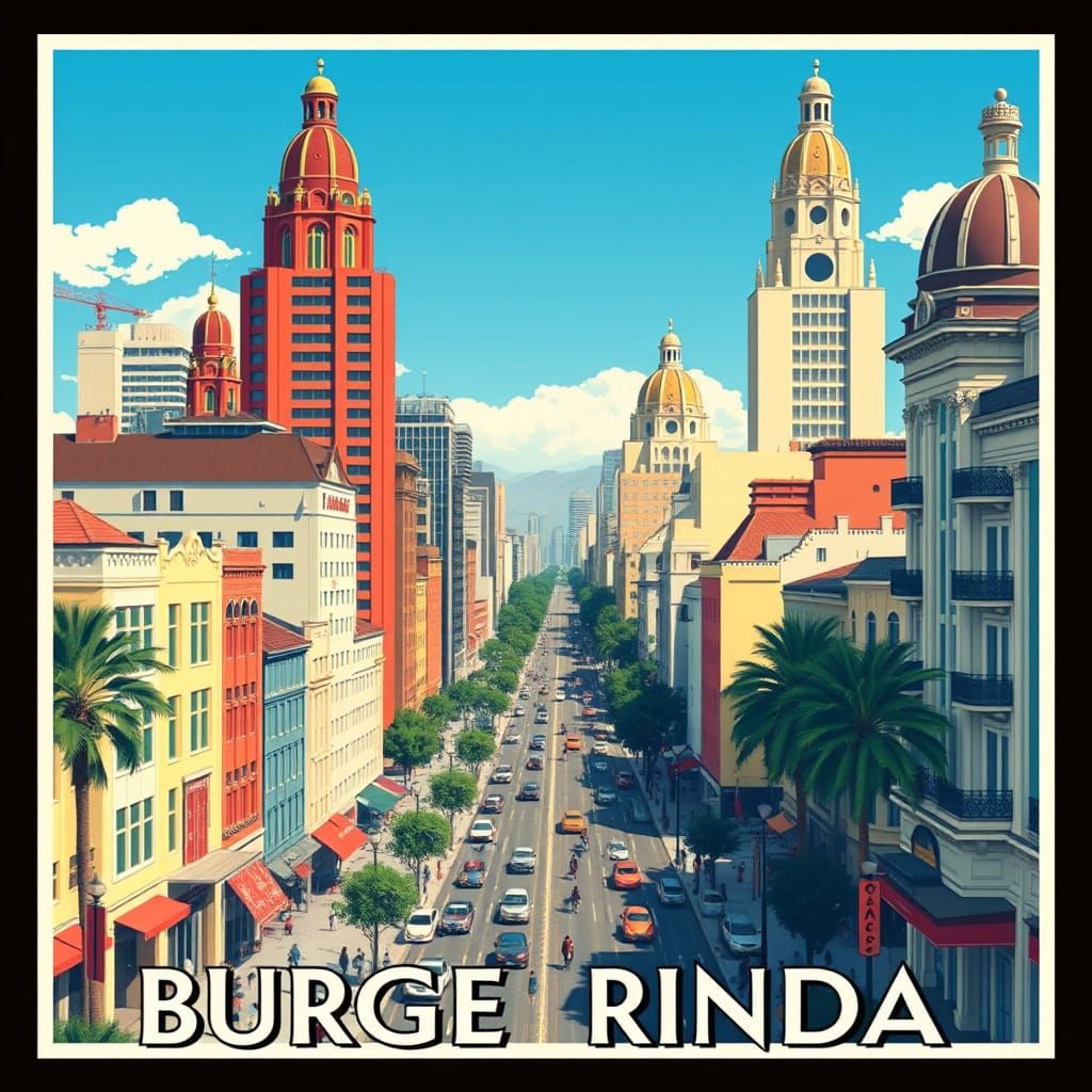 Buenos Aires Art Deco Travel Poster, 1940s Style