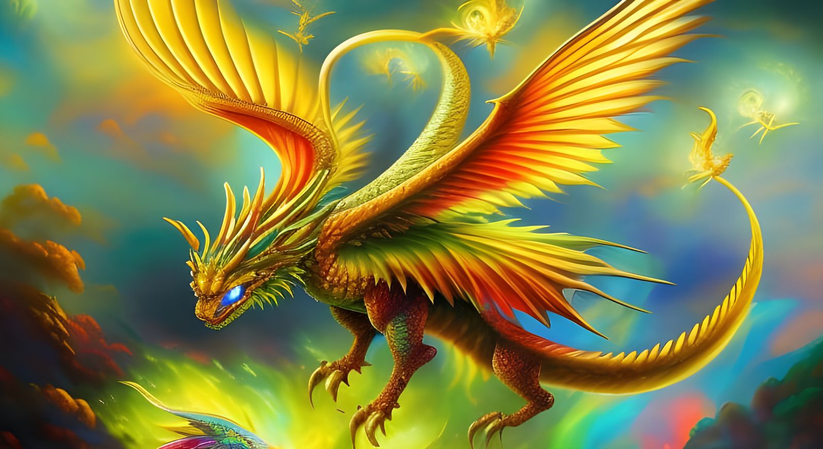 Fire and Ice Dragon in Detailed Digital Art