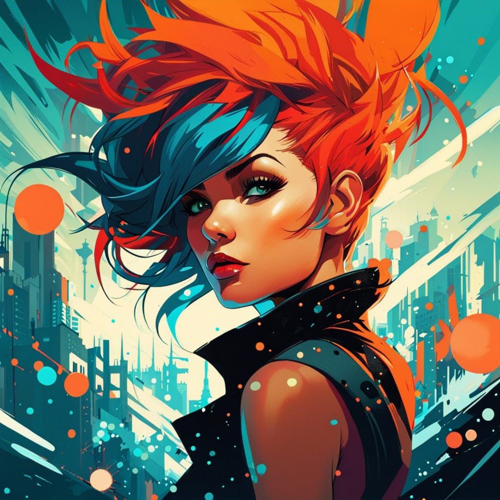 Minimalist Vector Art of a Punk Woman