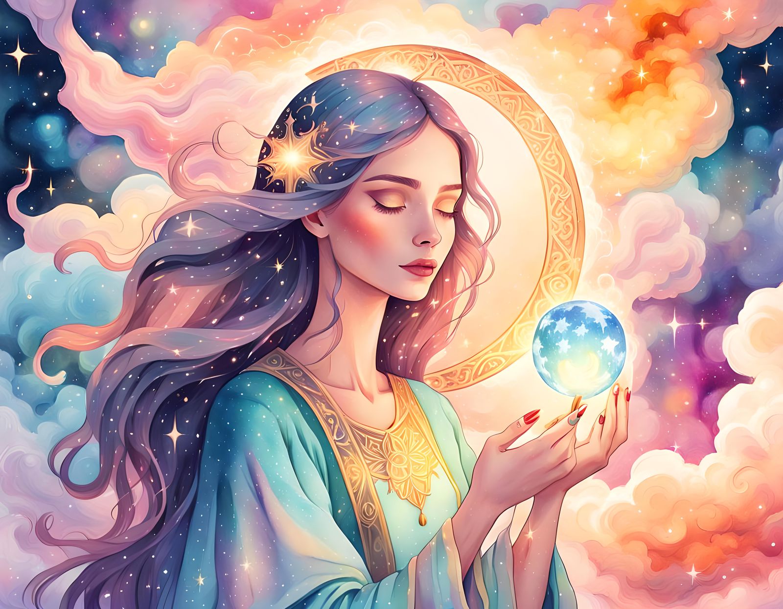 Tarot Card of Celestial Being in Hand