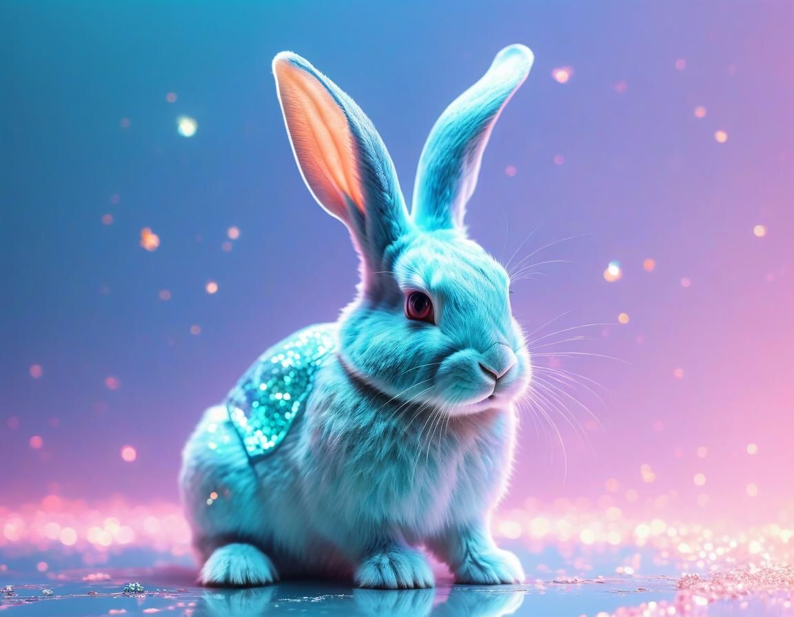 Ethereal Brave Rabbit in Luminous Abstract Art