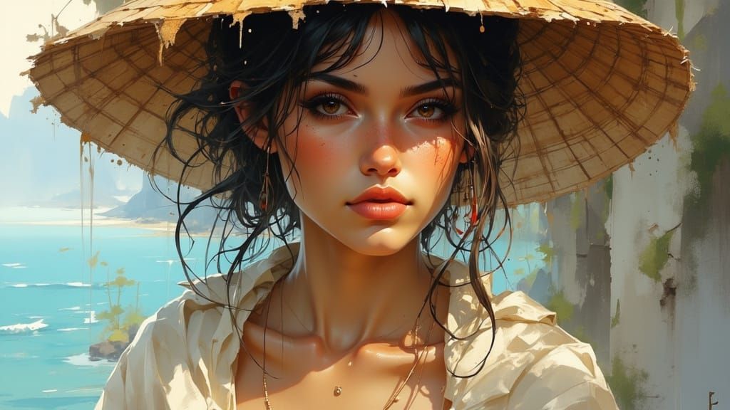 Woman's Seaside Portrait in Dynamic Lighting