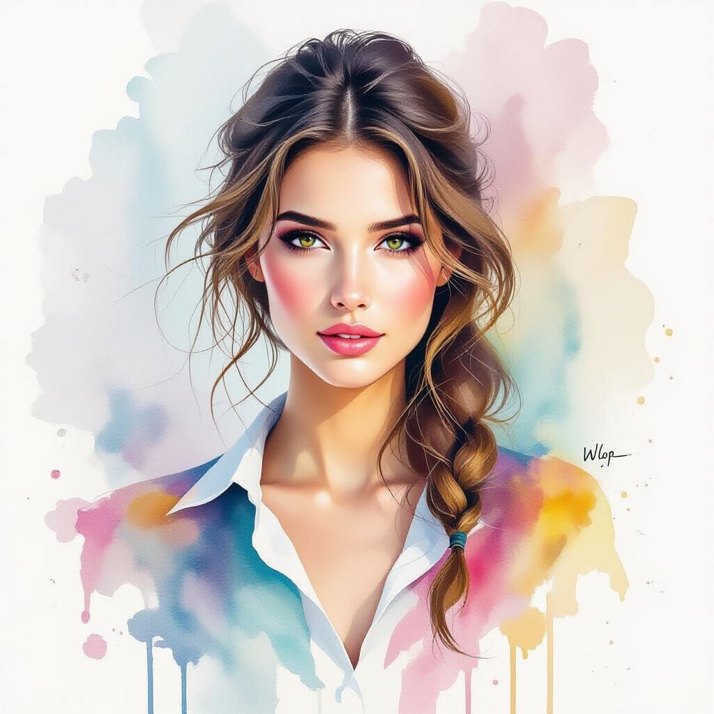 Ethereal Watercolour Painting in WLOP Style
