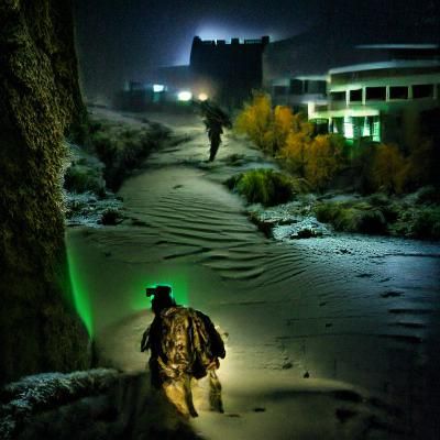 US Army Green Beret in Afghanistan at Night