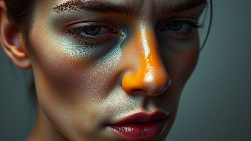 Surrealist Wax Portrait with Distorted Proportions