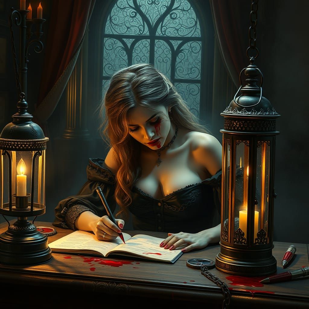 Gothic Woman in Melancholy Splendor