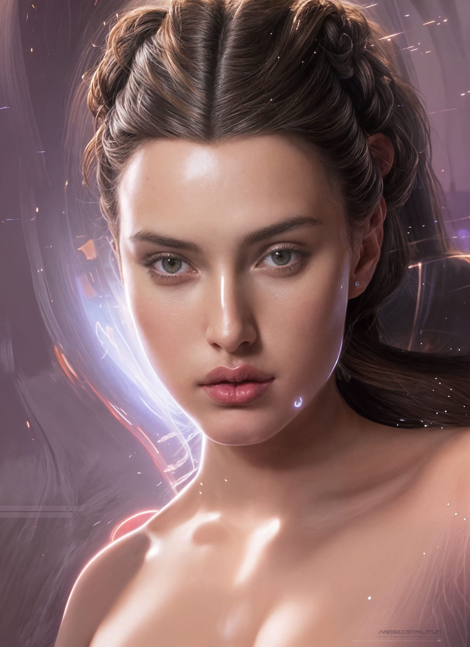 Padme Amidala Portrait in Hyperdetailed Art Nouveau Style