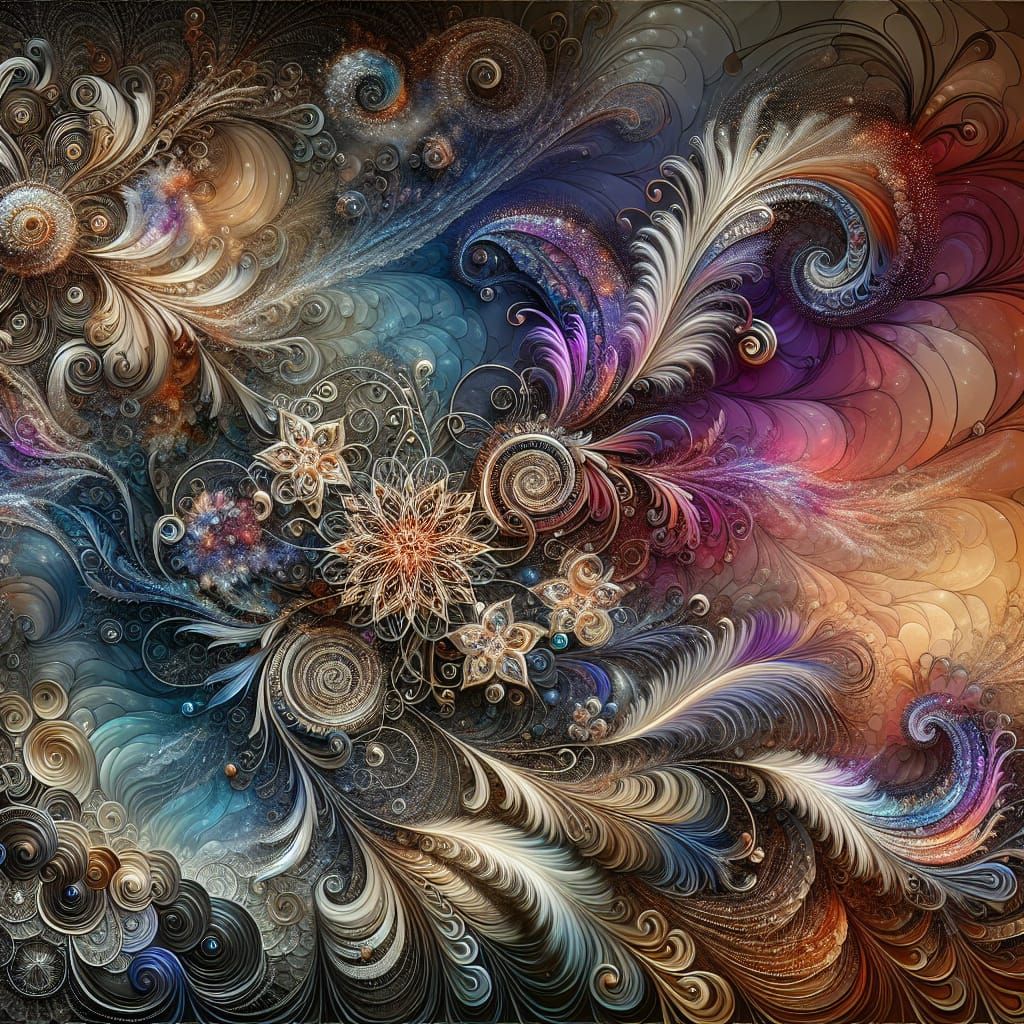 Opulent Digital Paper Art with Jewel Tones