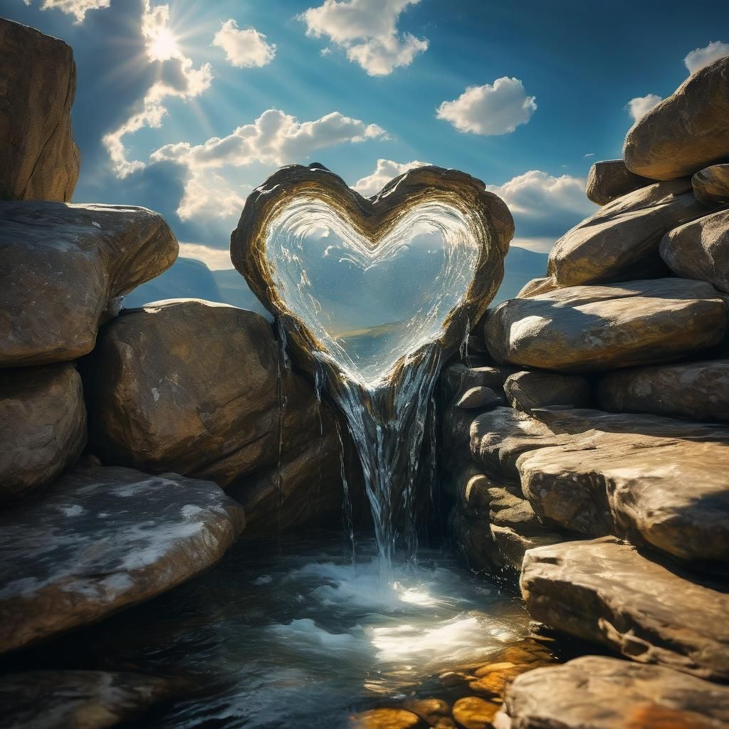 Water Carves Heart Shape in Rock with Sunlight