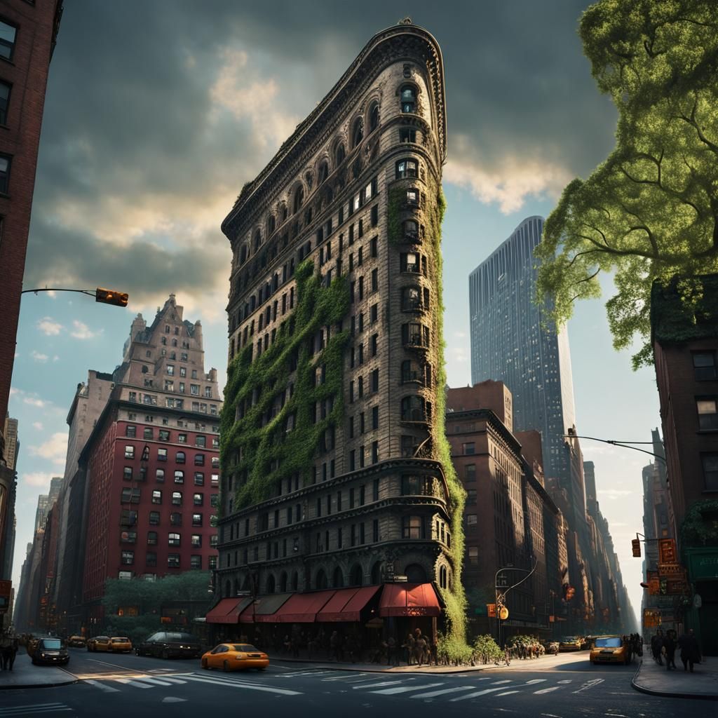 Ivy-Covered Flatiron Building in Post-Apocalyptic New York
