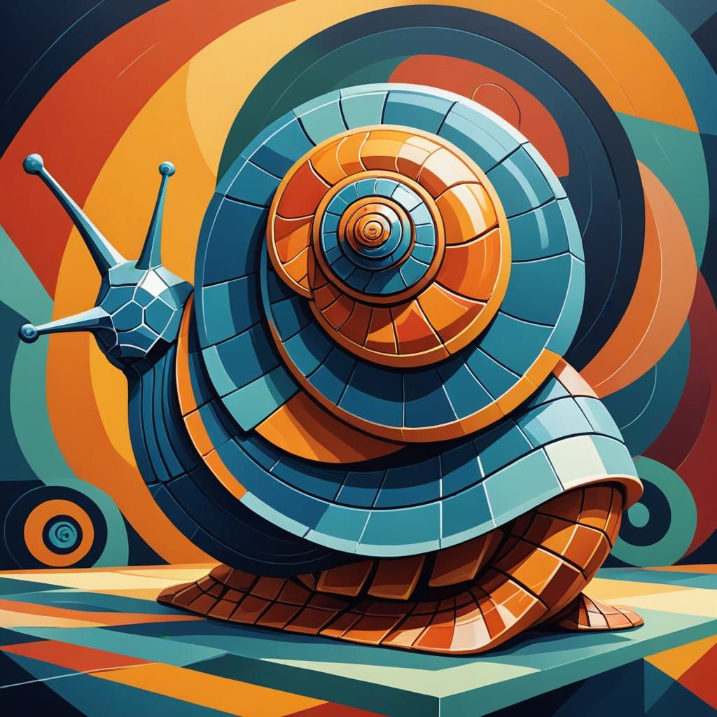 Cubist Snail in Neo-Cubism Style