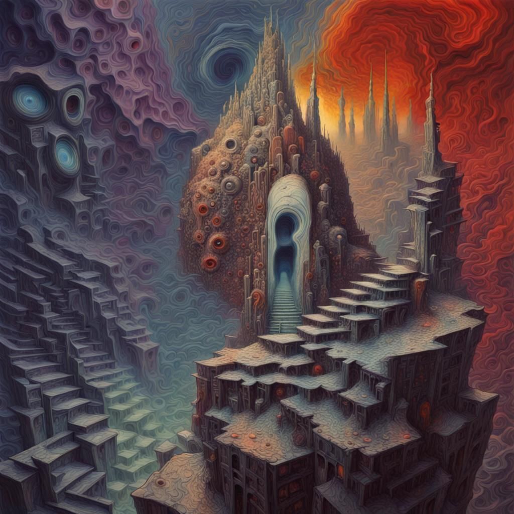 Surreal Psychopath in Fractal Impasto Style