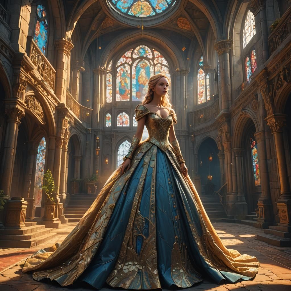 Fairytale Princess in Mystical Castle Concept Art